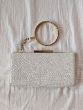 ALDO White Clutch with Gold Accents